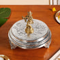 Hibiscus Round Pooja Chowki Silver