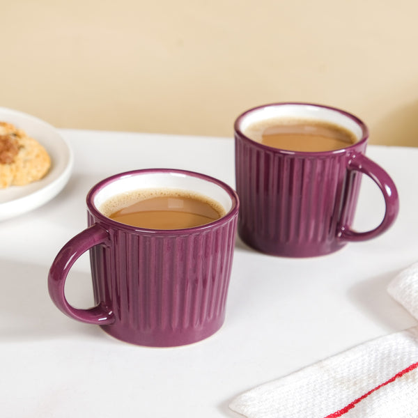 Cresta Ceramic Coffee Cup Set Of 6 Purple 300ml