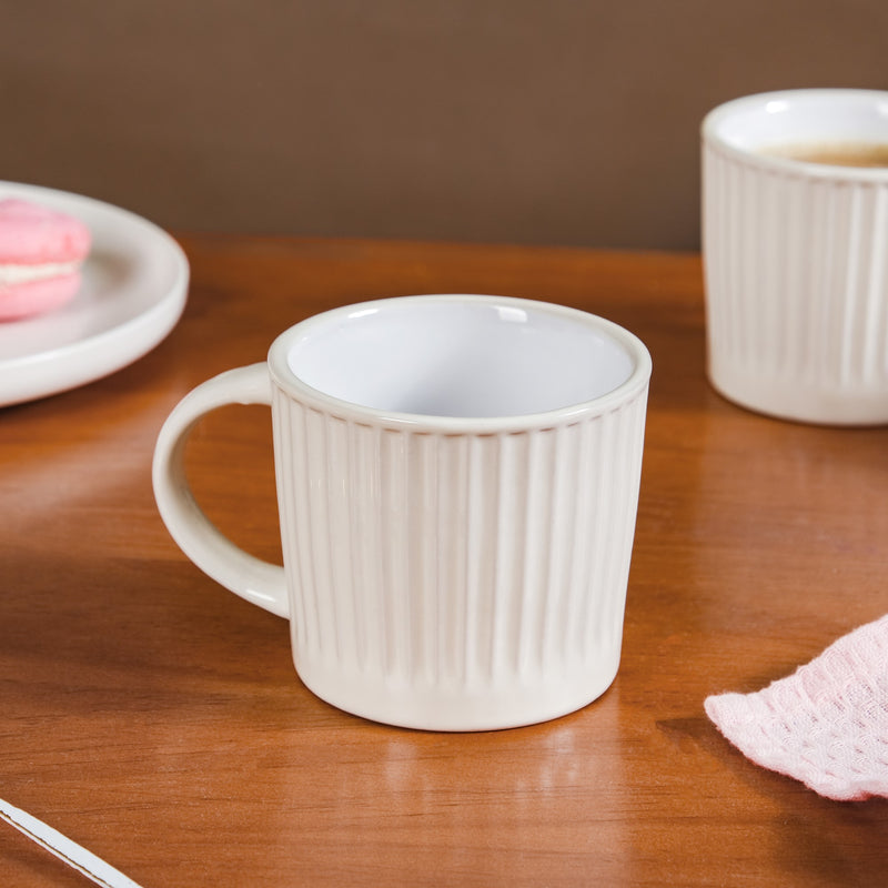 Cresta Ceramic Coffee Mug Set Of 6 White 300ml