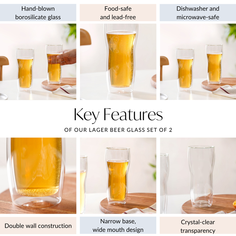 Lager Beer Glass Set Of 2 500ml