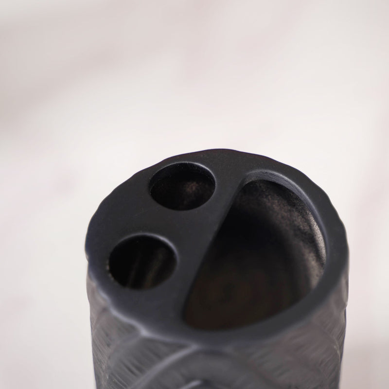 Matte Tree Ring Design Bath Set Of 3 Black