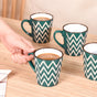 Oscilla Ceramic Tea Cup Set Of 6 Green 250ml