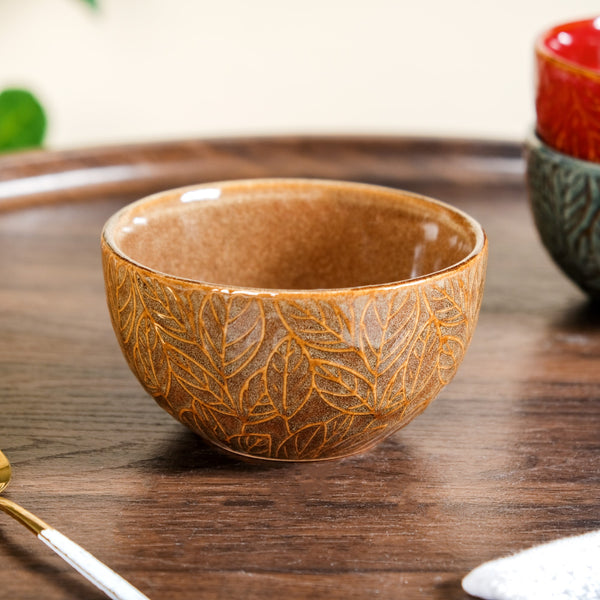 Sienna Set Of 4 Leaf Embossed Ceramic Small Bowl 250ml