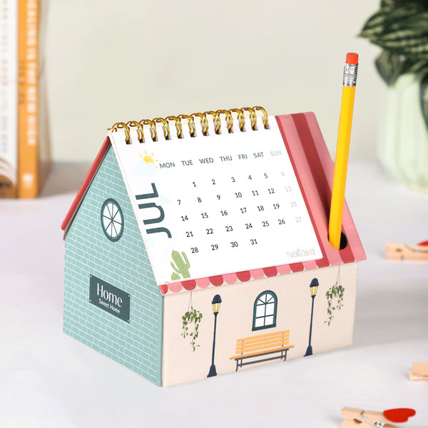 Country House Desk Calendar Organizer 2025 With Pencil