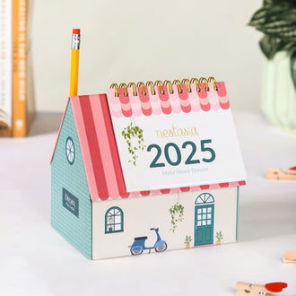 Country House Desk Calendar Organizer 2025 With Pencil