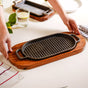 Hotstone Barbecue Grill Plate With Seesham Wood Base