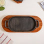 Hotstone Barbecue Grill Plate With Seesham Wood Base