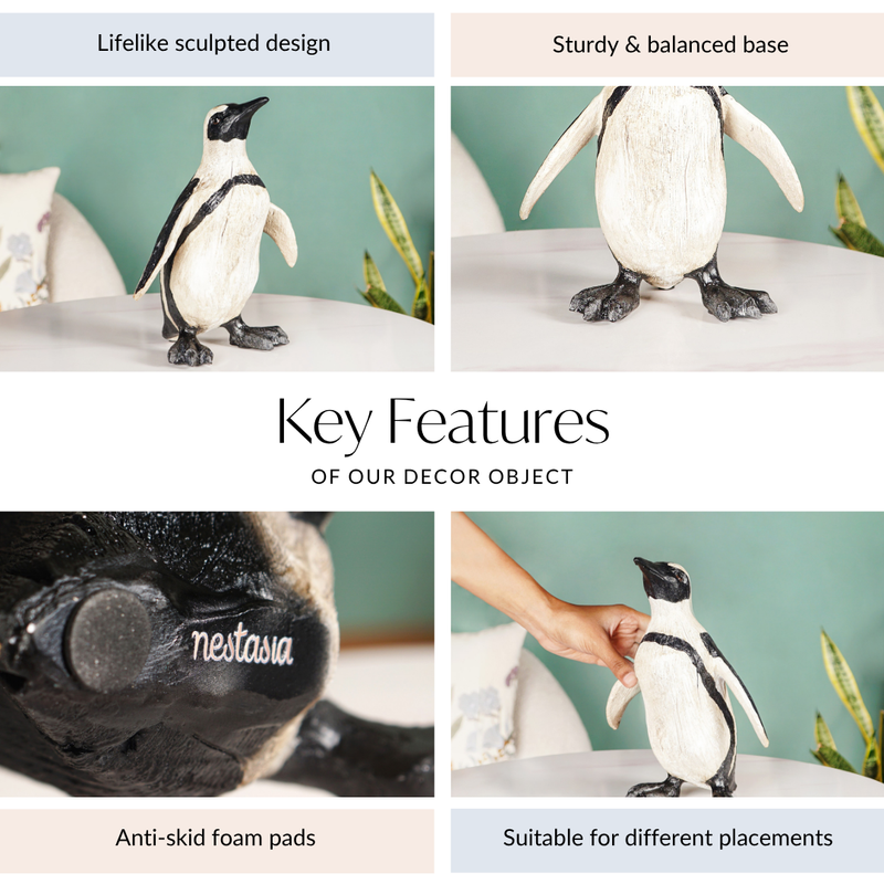 Penguin Decor Small Wooden Carved Finish
