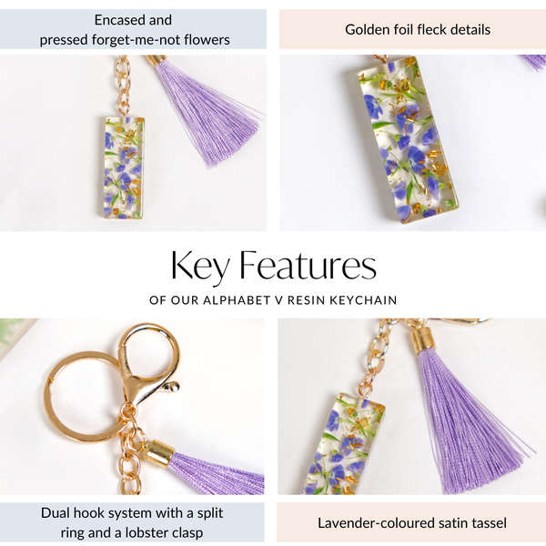 Iconic I Resin Keyring With Lavender Tassel