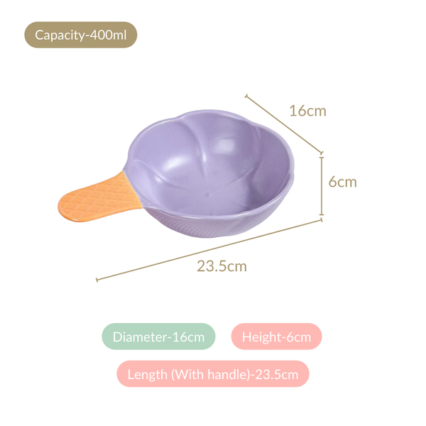 Set Of 4 Ceramic Ice Cream Bowls 400ml