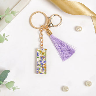 Iconic I Resin Keyring With Lavender Tassel