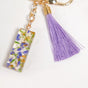 Iconic I Resin Keyring With Lavender Tassel