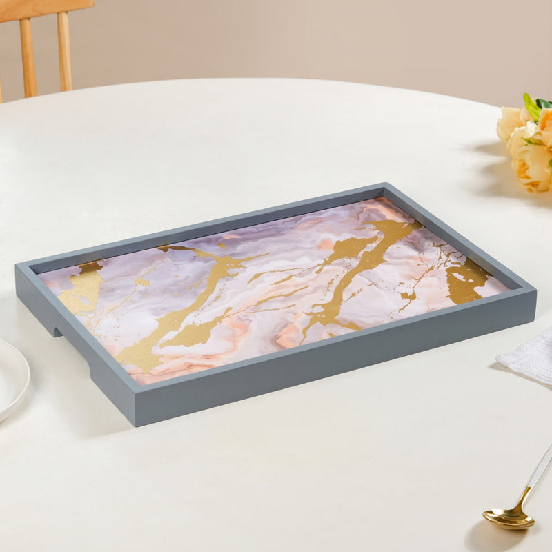 Sky Art Tray Set Of 2 With Matte Gold Foil