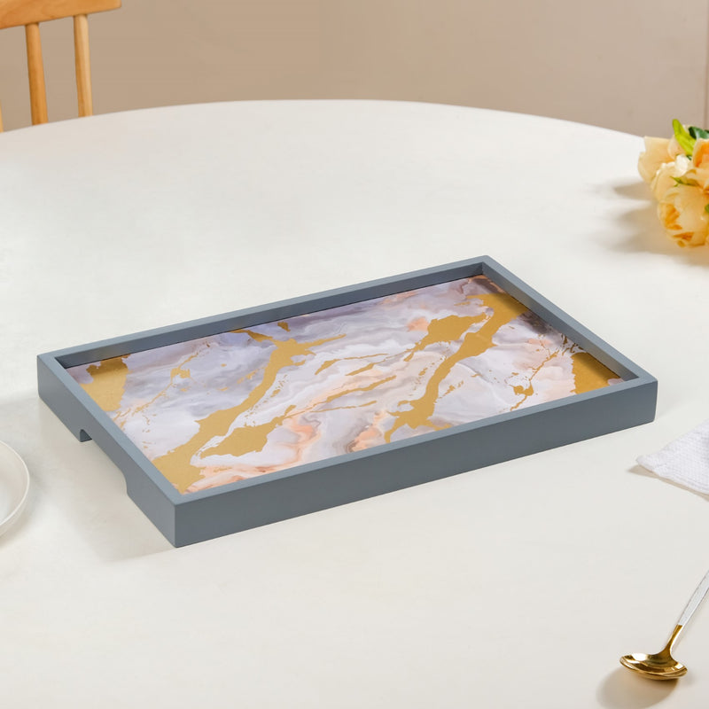 Sky Art Tray Set Of 2 With Matte Gold Foil