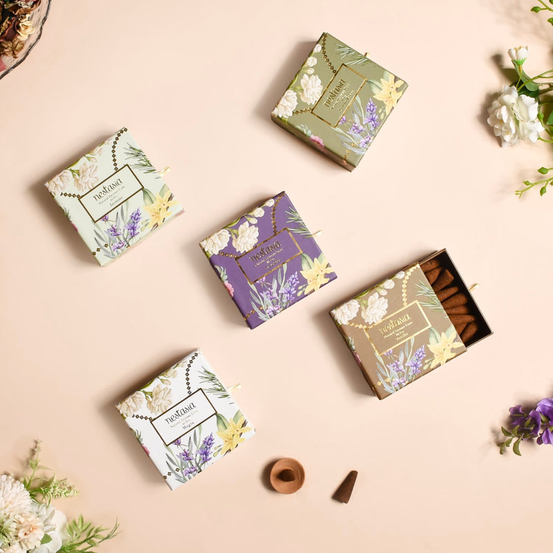 Floral Fragrant Incense Cones Set Of 5