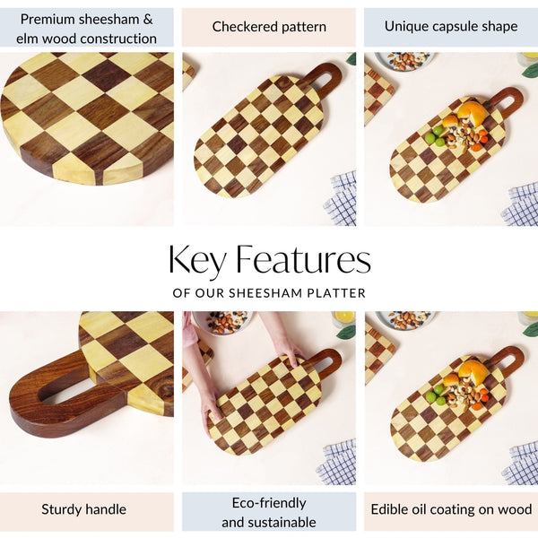 Atelier Serve And Slice Checkered Capsule Cheese Board 47x20cm