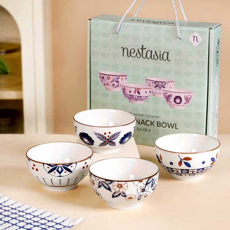 Indie Ceramic Snack Bowl Set Of 4 350ml