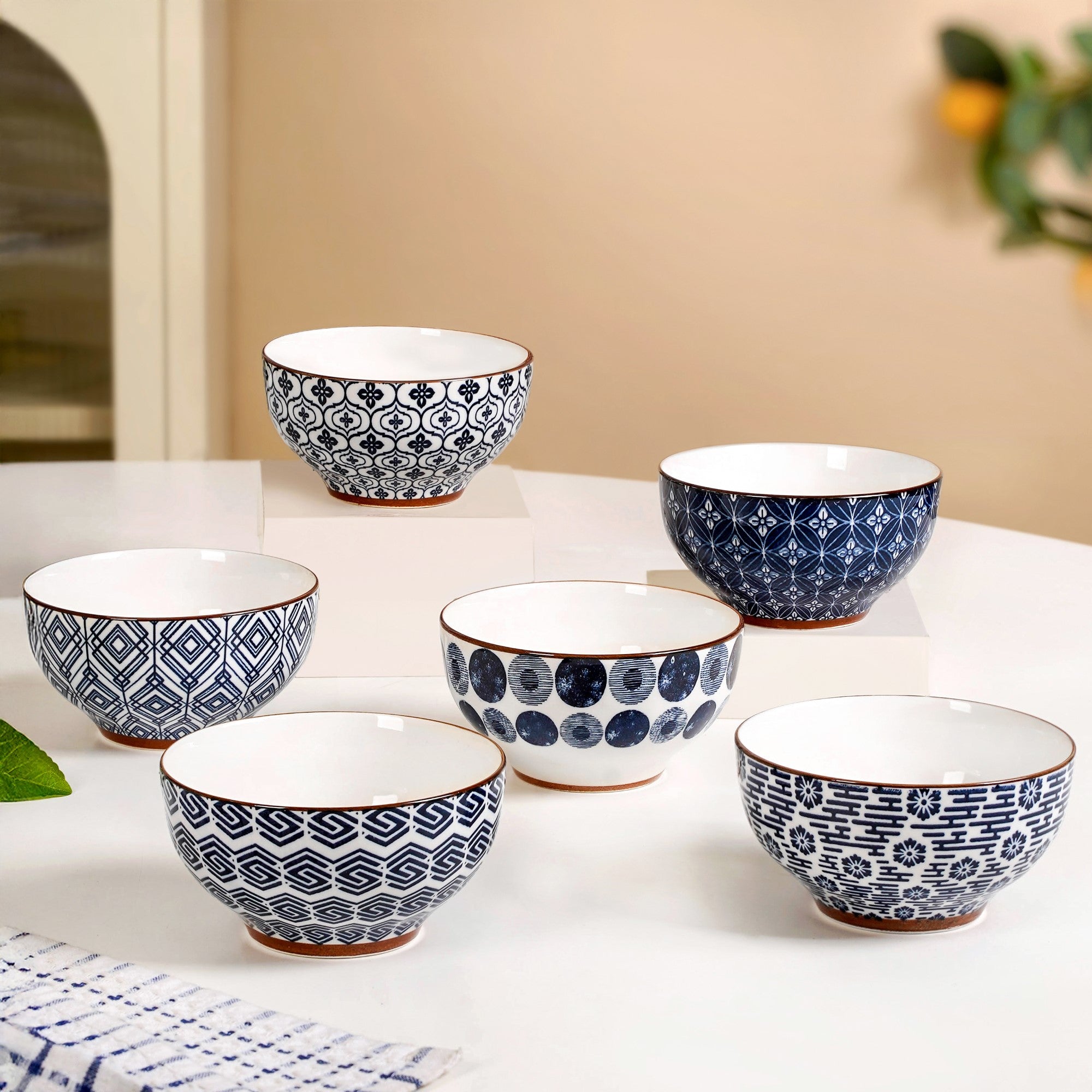 Indigo Ceramic Snack Bowl Set Of 6 350ml