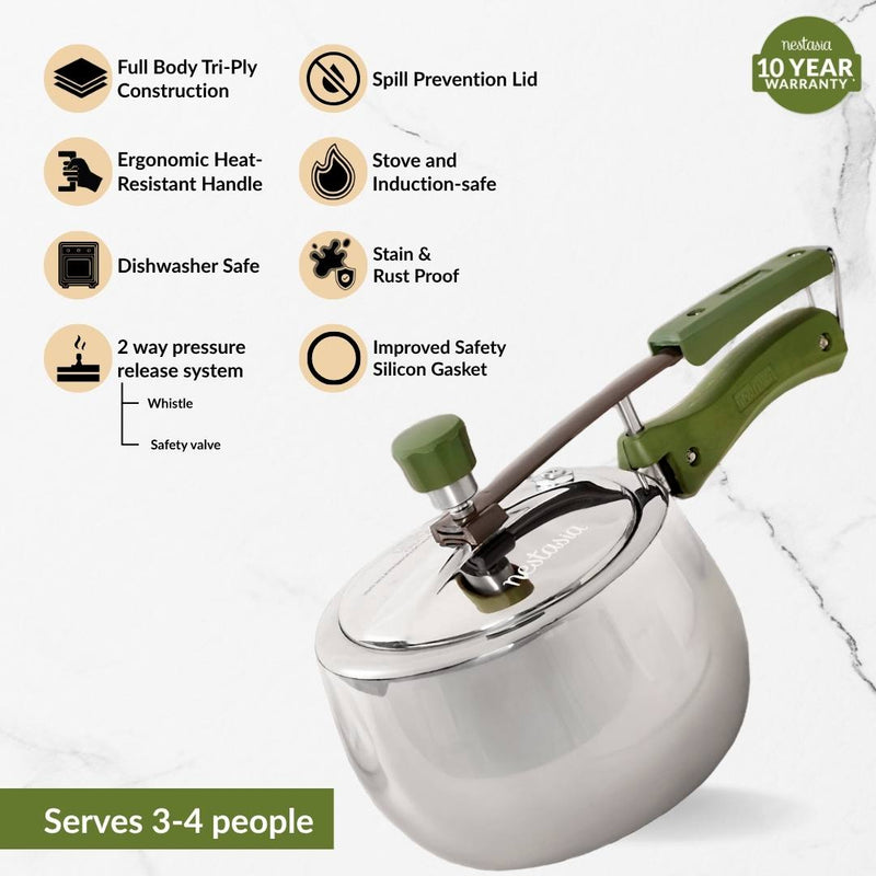 Zesta Induction Safe Triply Stainless Steel Pressure Cooker 3 Litre