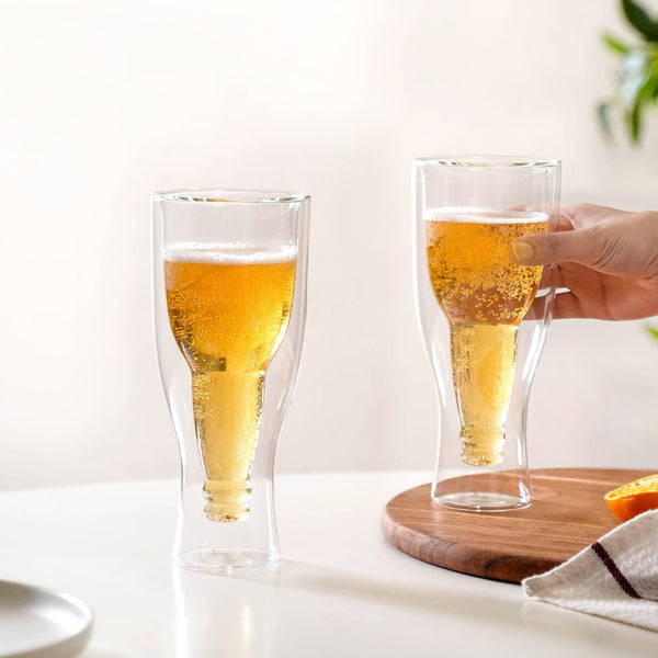 Upside Down Double Wall Beer Glass Set Of 2 375ml