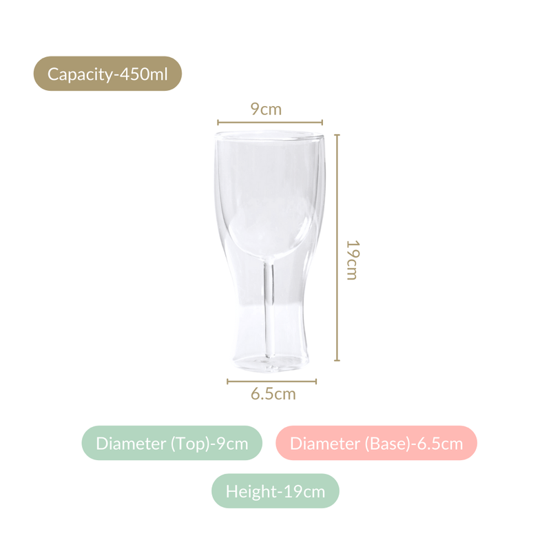 Set Of 2 Transparent Double Wall Cocktail Glasses 450ml