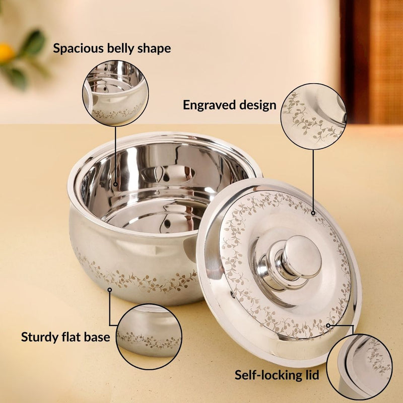 Insulated Stainless Steel Roti Casserole 1500ml