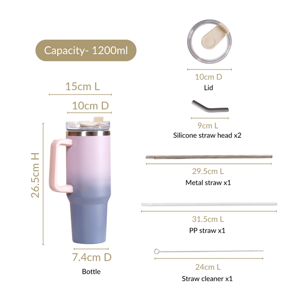 Ombre Stainless Steel Sipper Bottle With Handle 1200ml