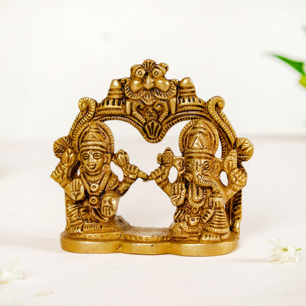 Divine Ganesh Laxmi Brass Idol 8cm