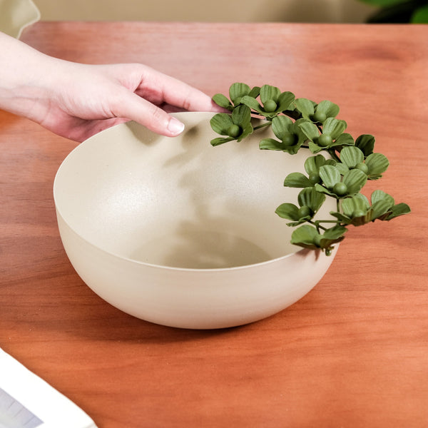 Green Garden Decorative Bowl With Metal Flowers 9 Inch