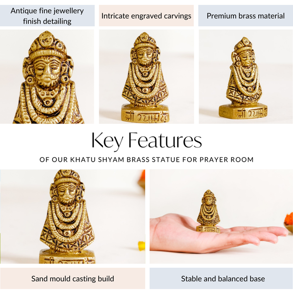 Khatu Shyam Brass Statue For Prayer Room 5cm