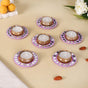 Lavender Tealight Holders With Mirror Decoration Set Of 6