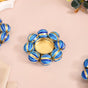 Set Of 6 Blue Beaded Metal Tea Light Candle Holders