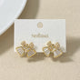 Iridescent Pearl Bow Stud Earrings