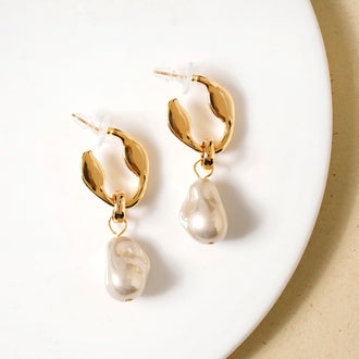 Ivory Gold Dangling Earrings