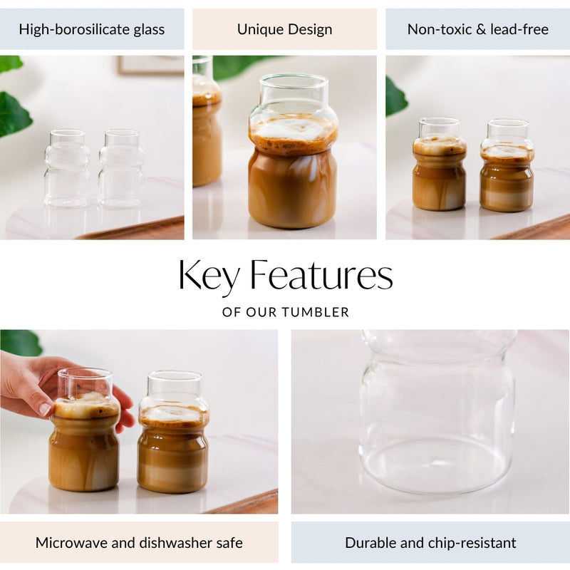 Japenese Style Glass Tumbler Set Of 2 325ml