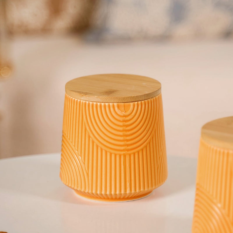 Decorative Embossed Ceramic Jar Set of 2