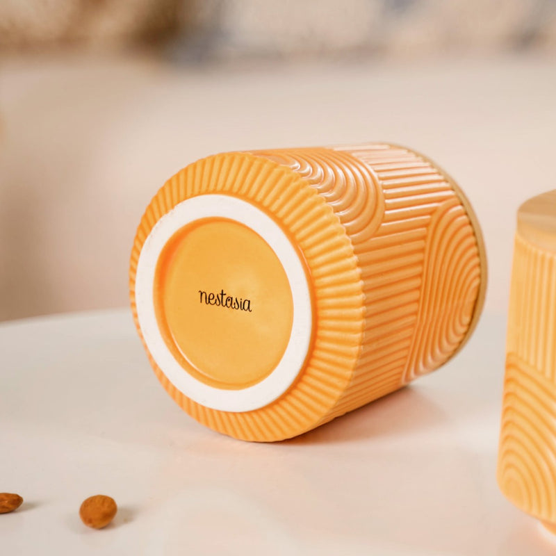 Decorative Embossed Ceramic Jar Set of 2