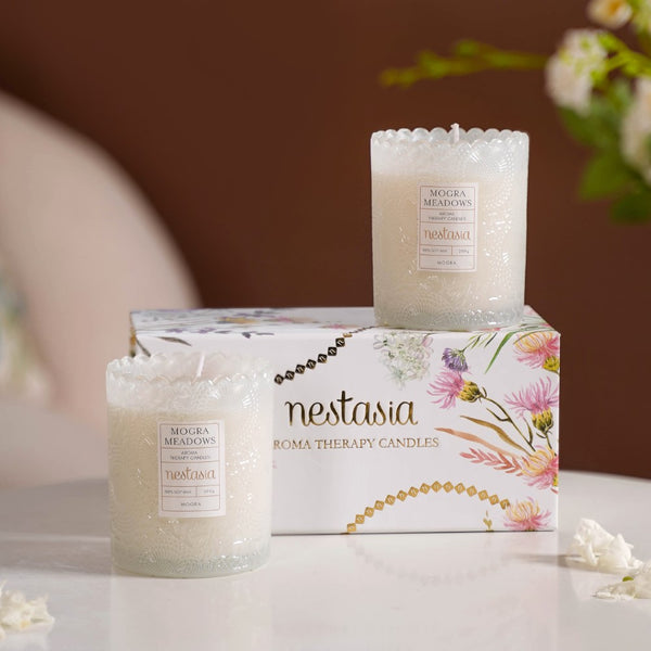 Mogra Scented Soy Wax Votive Candle Jar Set Of 2