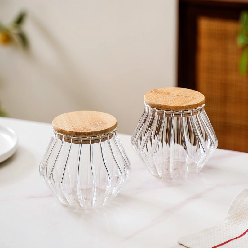 Pentagon Glass Airtight Jar With Lid Set Of 2 850ml