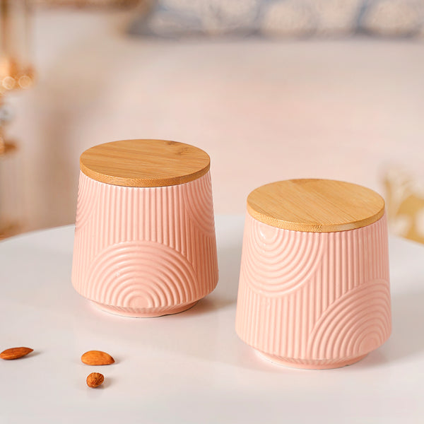 Modern Ceramic Storage Jar With Lid Set of 2