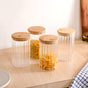 Ribbed Airtight Kitchen Storage Glass Jar Set Of 4 1000ml