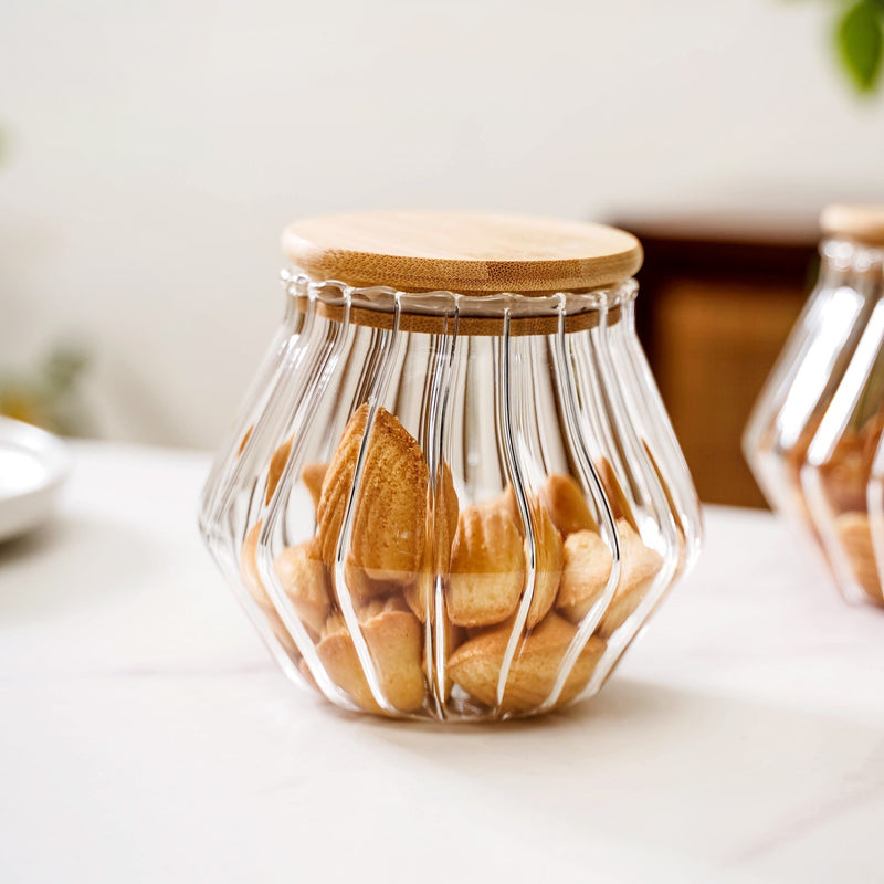Pentagon Glass Airtight Jar With Lid Set Of 2 850ml