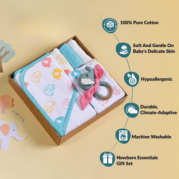 Jumbo Joy Baby Shower Gift With Towel Swaddle Napkin Rattle Set Of 6