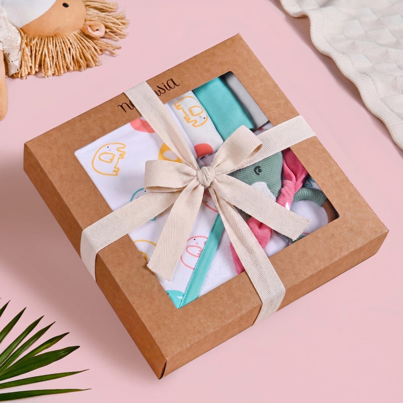 Jumbo Joy Baby Shower Gift With Towel Swaddle Napkin Rattle Set Of 6
