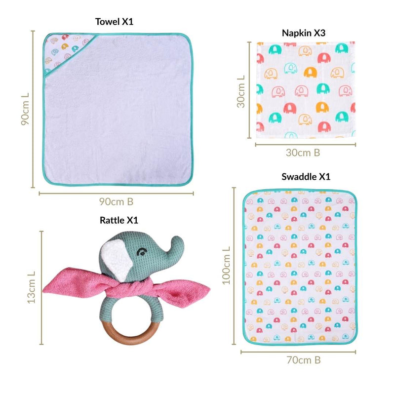 Jumbo Joy Baby Shower Gift With Towel Swaddle Napkin Rattle Set Of 6