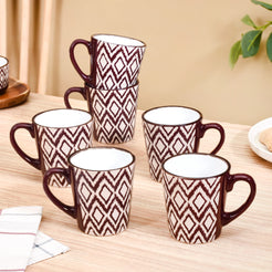 Kaleido Ceramic Tea Cup Set Of 6 Taupe 250ml