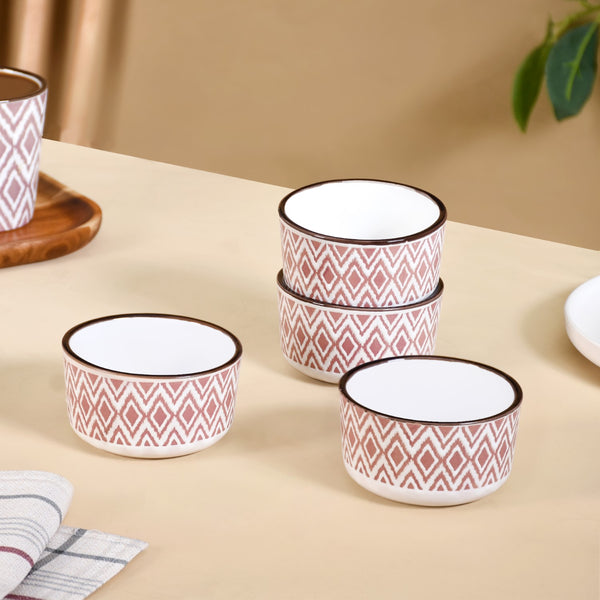 Kaleido Ceramic Small Bowl Set Of 4 Pink 200ml