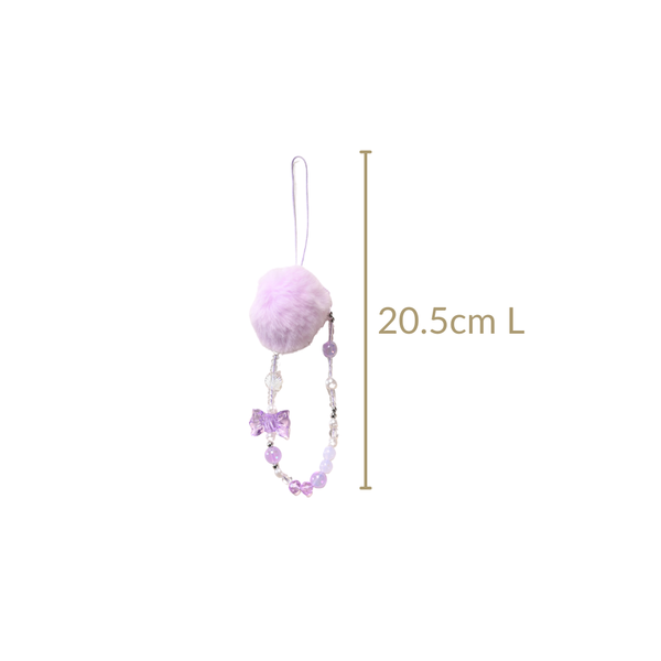 Purple Puff Pom Pom Phone Charm Strap