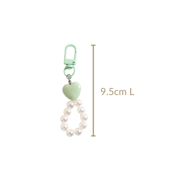 Green Sweetheart And Pearl Keychain