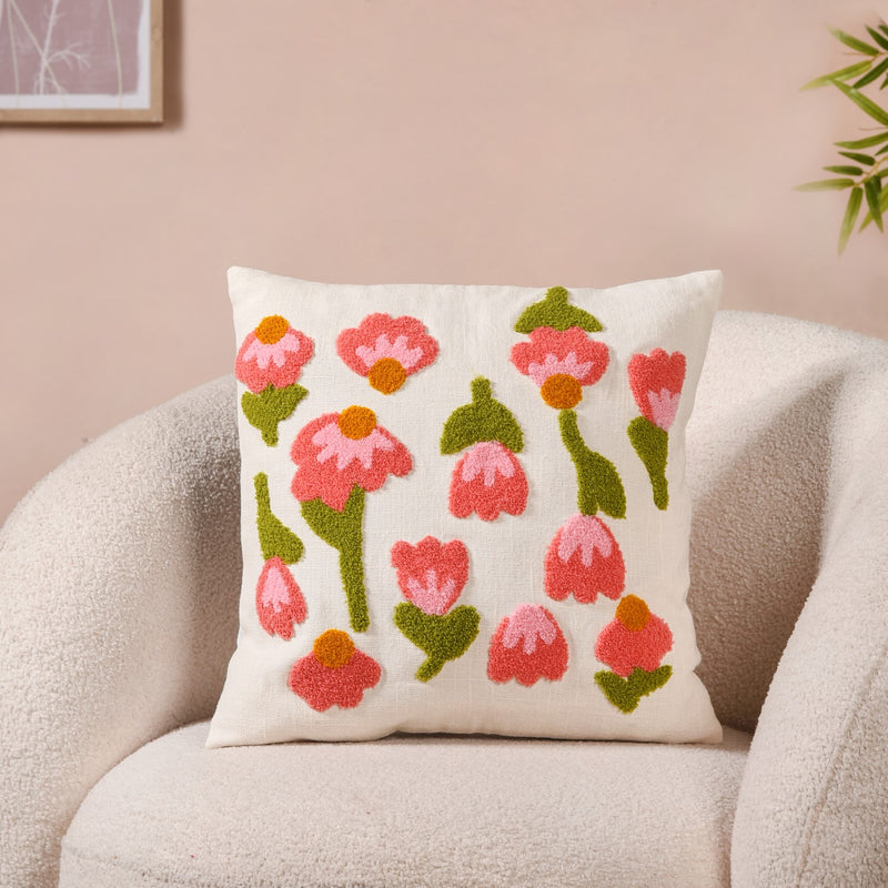 Tulip Embroidered Soft Cushion Cover 40x40cm 3